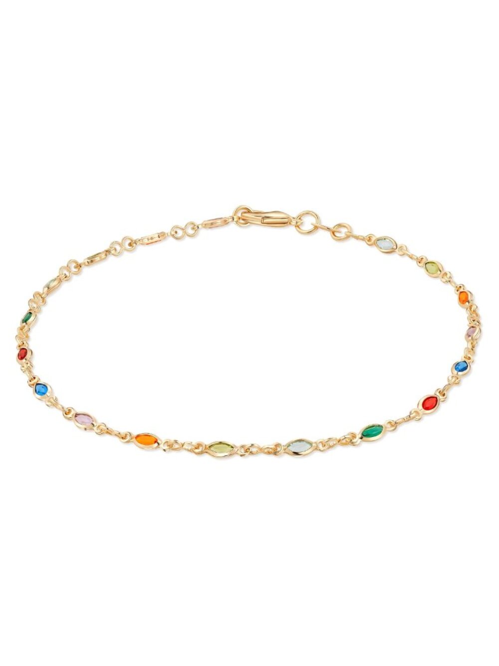 18K Gold Plated Baguette Crystal Anklet 10 Inch Beach Ankle Jewelry